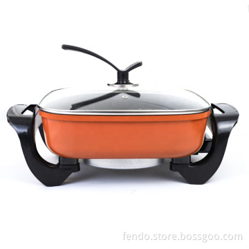 1600W Nonstick 6L Multi-Purpose Electric Frying Pan with Glass Lid